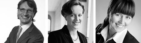 Schwarz Kelwing Wicke Westpfahl-Partner eröffnet eigene Kanzlei in Berlin - von links: Dr. Frank Brauner, RAin Edith Forster, Dr. Carolina Oberhem