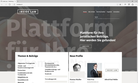 insidelaw.ch startet als Content-Plattform für Anwälte und juristische Services - Über diese Plattform können Schweizer Anwälte Artikel für interessierte Bürger publzieren