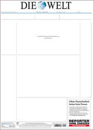 Tag der Pressefreiheit: Titelseite der WELT blieb leer -